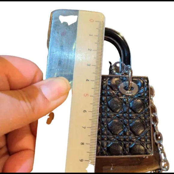 DIOR CHARM MIRROR BLACK SILVER METAL BAG LADY DIOR GLOSS Novelty Bag Charm - Picture 4 of 11